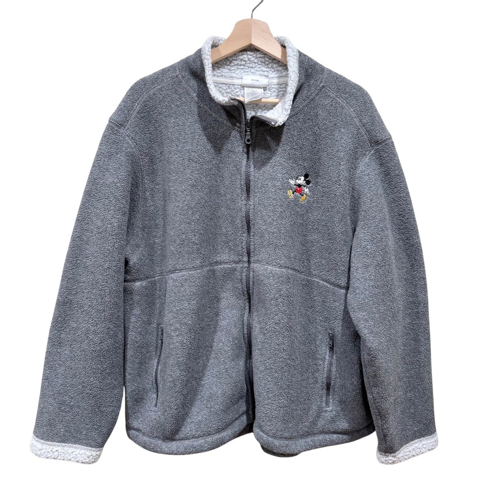 Y2K Disneyland Embroidered Mickey Mouse Full Zip Fleece Jacket XL